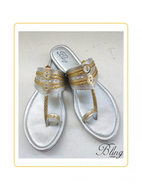 Silver shimmer kolhapuri