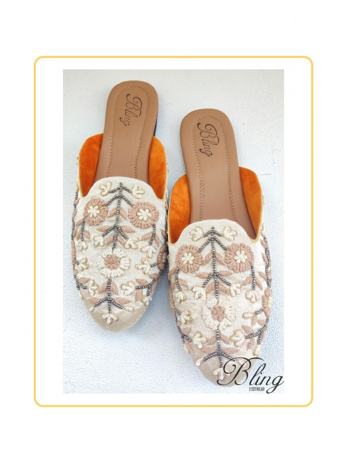 Ivory threadwork Mules
