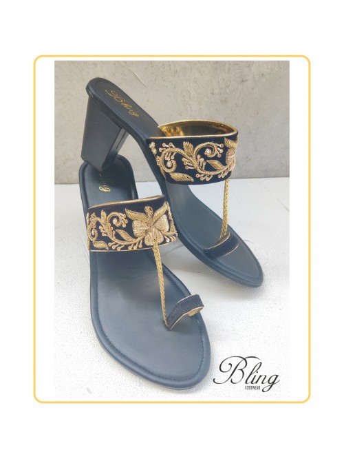 Black Bow block heels