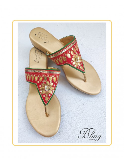 Red green Gota heels