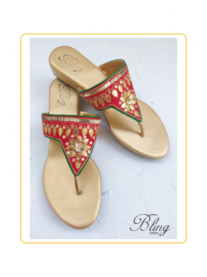 Red green Gota heels