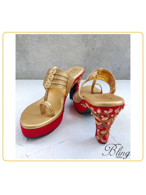 Red Gold handwork kolhapuri