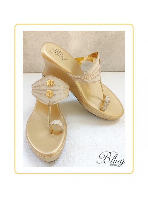 White gold kolhapuri platforms