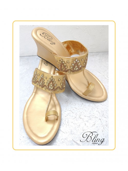 Golden kundan work heels