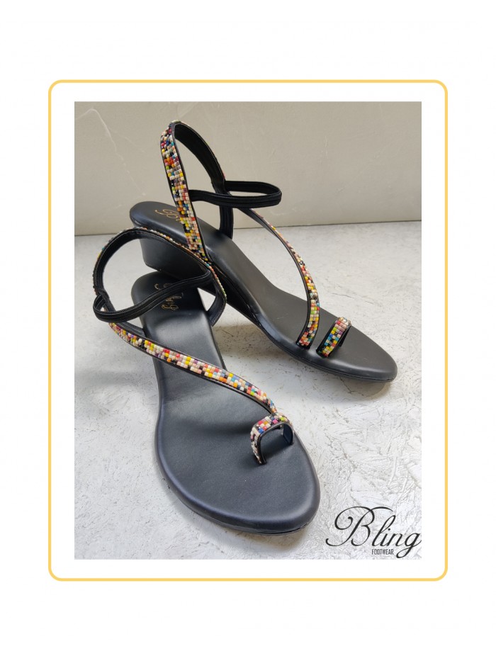 Black bead sandals