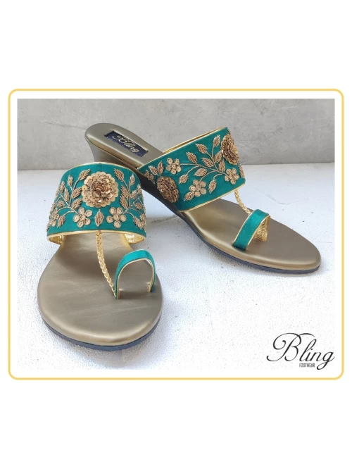 Green tikki handwork wedges