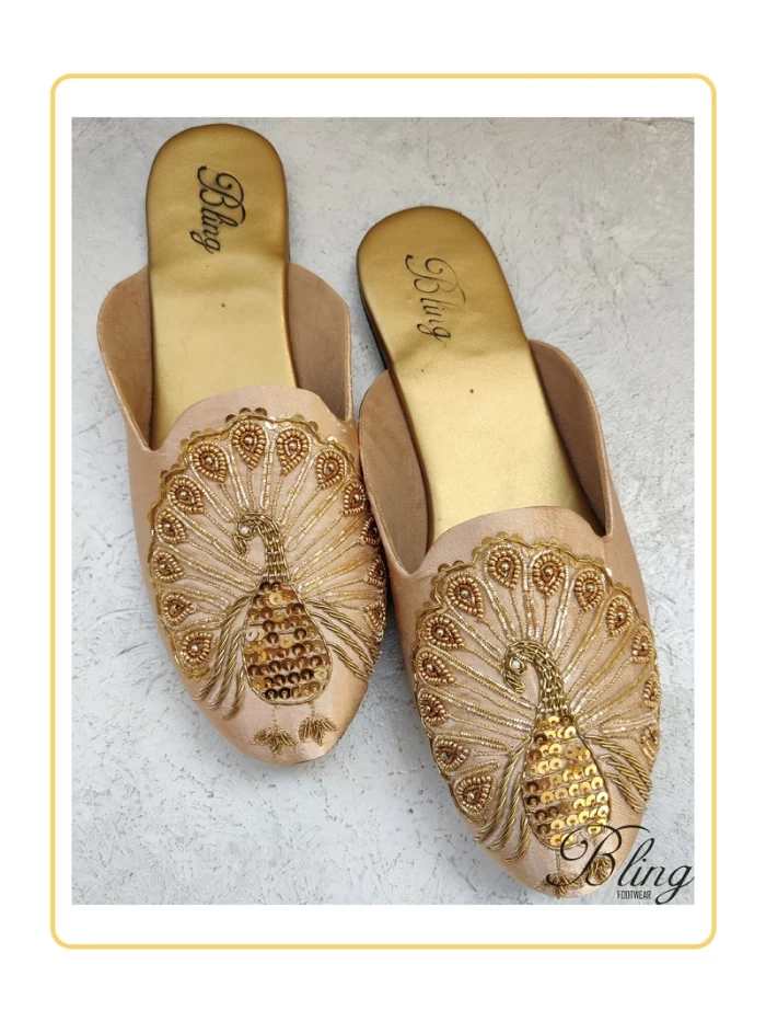 golden peacock mules