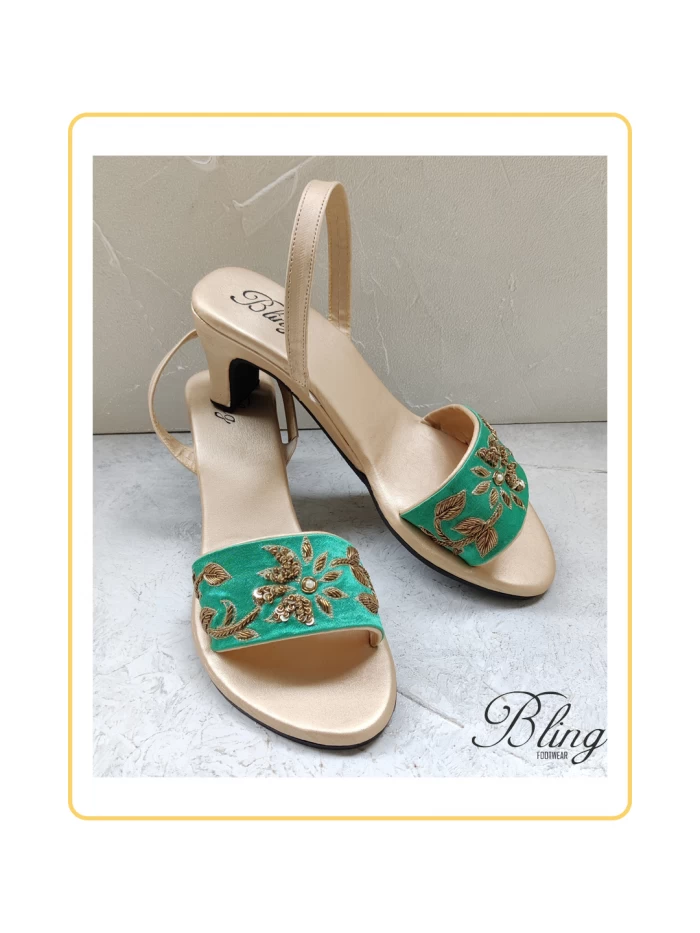 Sea green handwork sandals