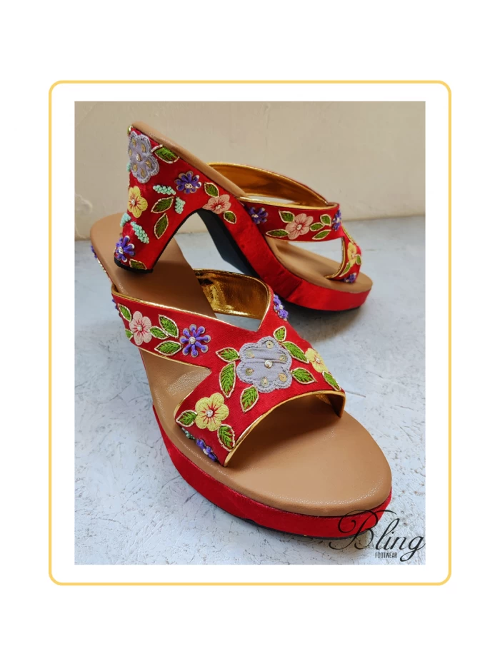 Red bridal heels handwork