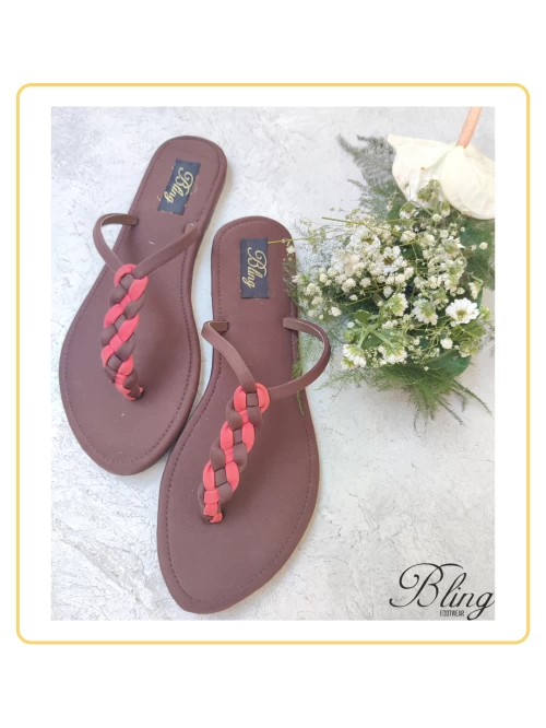 Brown pink knotted flats